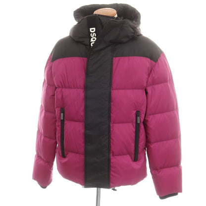 【新品アウトレット】ディースクエアード DSQUARED2 ポリエステル ダウンジャケット ピンクパープルxブラック【 48 】【 状態ランクN- 】【 メンズ 】