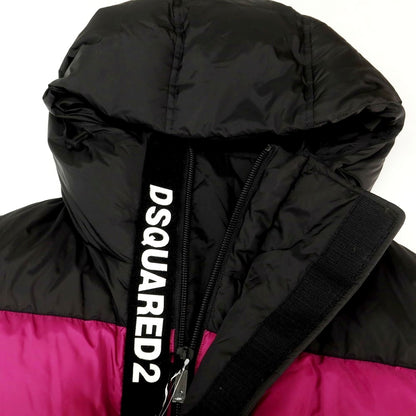 【新品アウトレット】ディースクエアード DSQUARED2 ポリエステル ダウンジャケット ピンクパープルxブラック【 48 】【 状態ランクN- 】【 メンズ 】