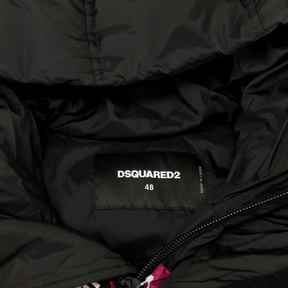 【新品アウトレット】ディースクエアード DSQUARED2 ポリエステル ダウンジャケット ピンクパープルxブラック【 48 】【 状態ランクN- 】【 メンズ 】