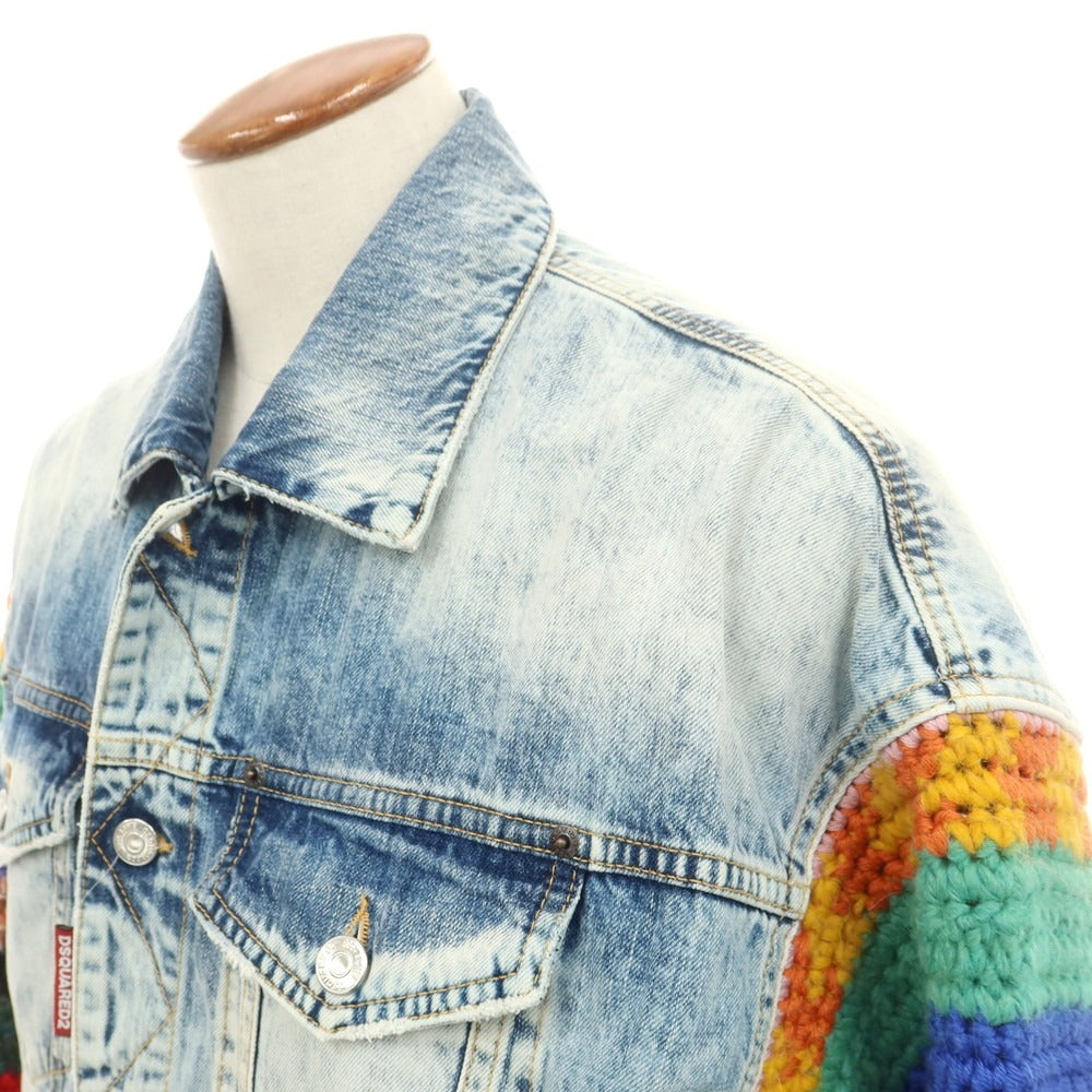 【新品】ディースクエアード DSQUARED2 ニットスリーブ デニムジャケット ブルー系【 48 】【 状態ランクN 】【 メンズ 】