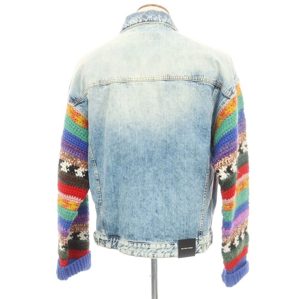 【新品】ディースクエアード DSQUARED2 ニットスリーブ デニムジャケット ブルー系【 48 】【 状態ランクN 】【 メンズ 】