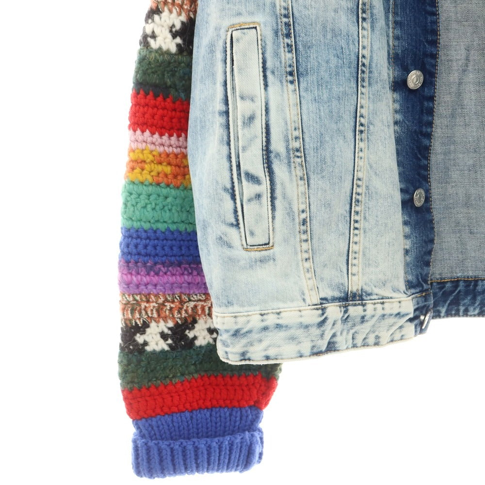 【新品】ディースクエアード DSQUARED2 ニットスリーブ デニムジャケット ブルー系【 48 】【 状態ランクN 】【 メンズ 】