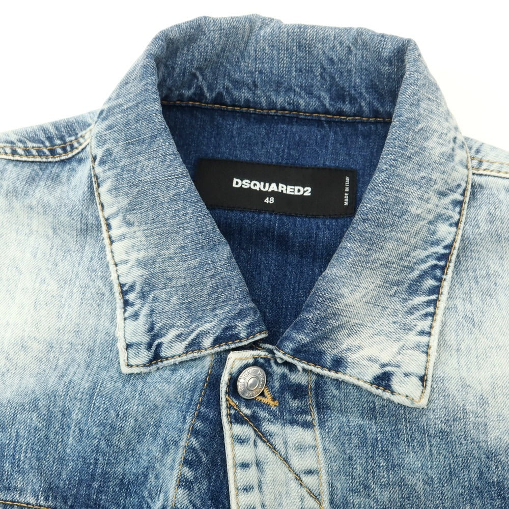 【新品】ディースクエアード DSQUARED2 ニットスリーブ デニムジャケット ブルー系【サイズ48】【 状態ランクN 】【 メンズ 】 [DPD]