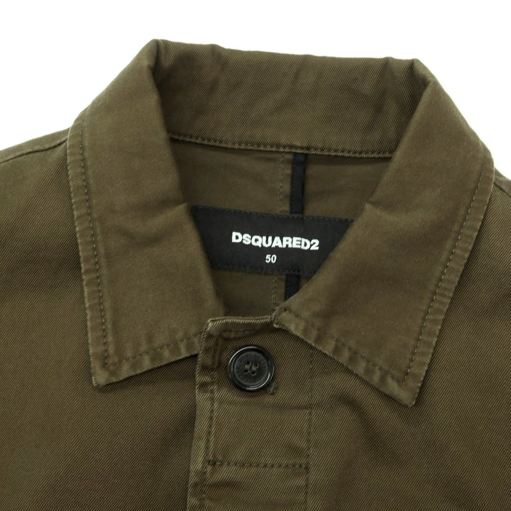【新品】ディースクエアード DSQUARED2 ストレッチ コットン ワークジャケット ダークオリーブ【 50 】【 状態ランクN 】【 メンズ 】