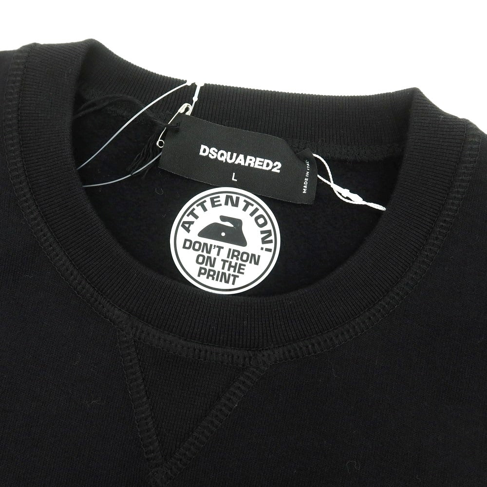 【新品】ディースクエアード DSQUARED2 コットン クルーネック スウェット ブラック【 L 】【 状態ランクN 】【 メンズ 】