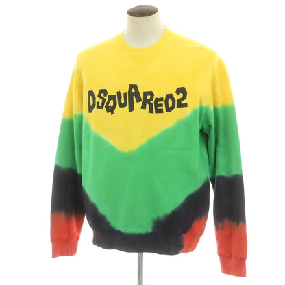 【新品】ディースクエアード DSQUARED2 コットン クルーネック スウェット イエローxライトグリーン【 XL 】【 状態ランクN 】【 メンズ 】