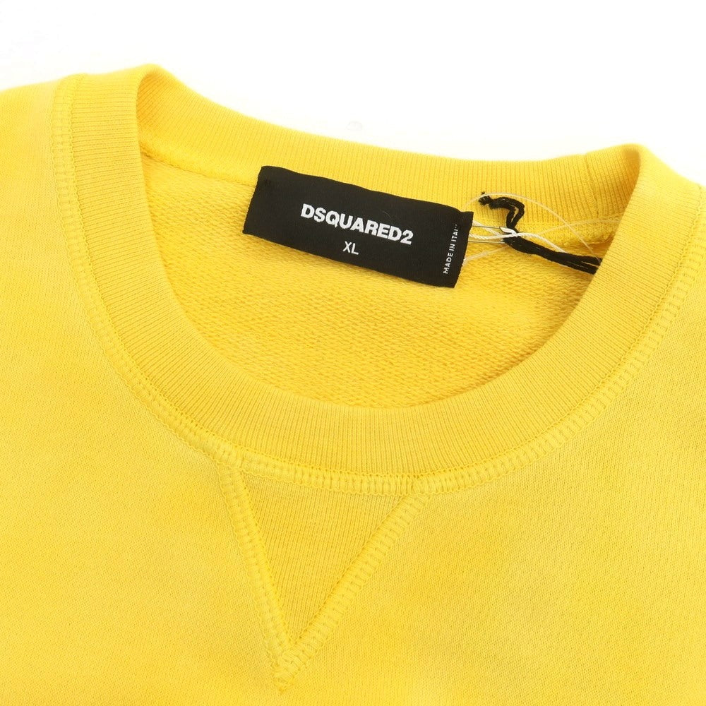 【新品】ディースクエアード DSQUARED2 コットン クルーネック スウェット イエローxライトグリーン【 XL 】【 状態ランクN 】【 メンズ 】