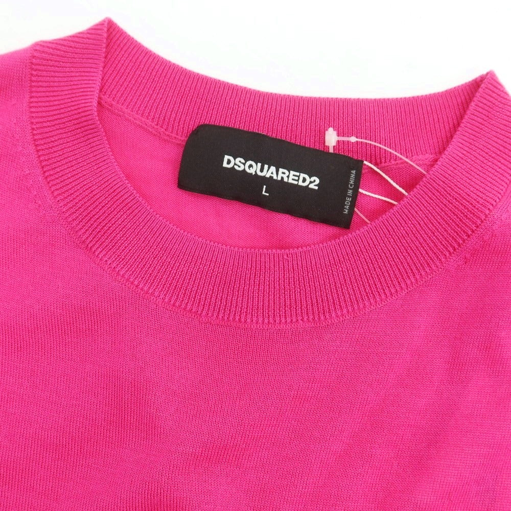 【新品アウトレット】ディースクエアード DSQUARED2 ハイゲージ ウール クルーネック プルオーバーニット ピンク【サイズL】【 状態ランクN- 】【 メンズ 】 [DPD]