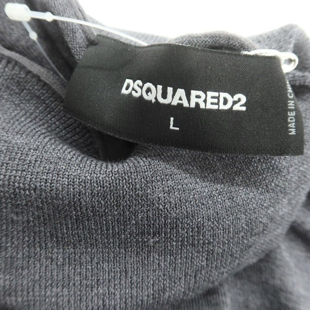 【新品】ディースクエアード DSQUARED2 ハイゲージ ウール タートルネック プルオーバーニット グレー【サイズL】【 状態ランクN 】【 メンズ 】 [DPD]