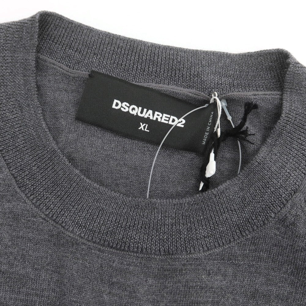 【新品】ディースクエアード DSQUARED2 ハイゲージ ウール クルーネック プルオーバーニット グレー【 XL 】【 状態ランクN 】【 メンズ 】