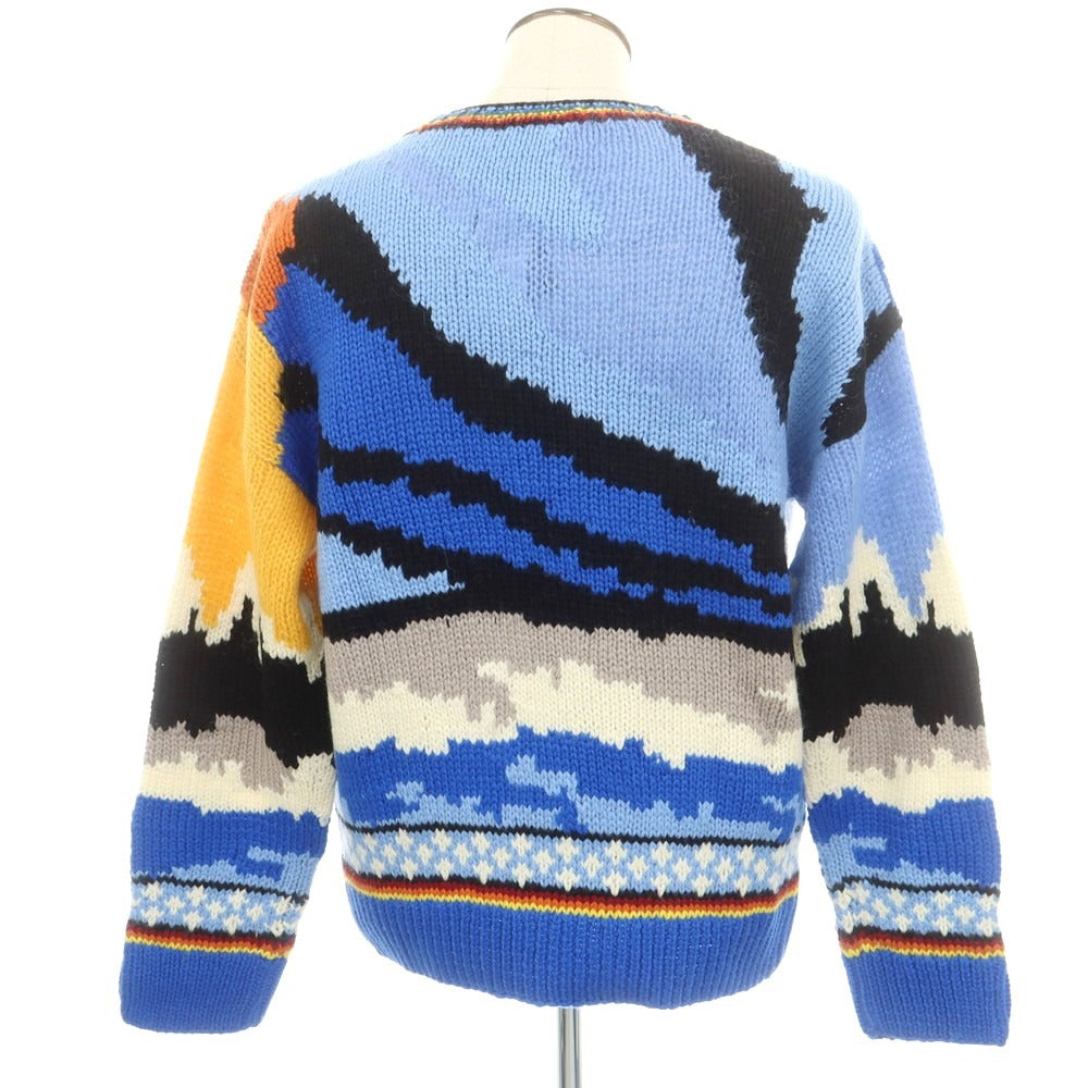 【新品】ディースクエアード DSQUARED2 ウールナイロンモヘヤ クルーネック プルオーバーニット ブルーxオレンジ【 L 】【 状態ランクN 】【 メンズ 】