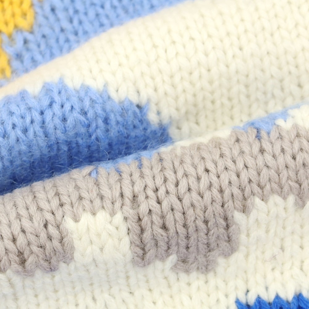 【新品】ディースクエアード DSQUARED2 ウールナイロンモヘヤ クルーネック プルオーバーニット ブルーxオレンジ【 L 】【 状態ランクN 】【 メンズ 】