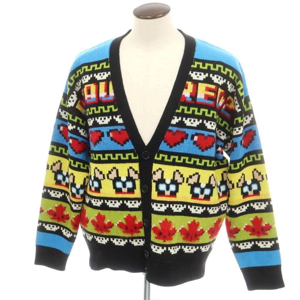 【新品】ディースクエアード DSQUARED2 ウールモヘヤナイロンコットン カーディガン ブラックxブルー【 L 】【 状態ランクN 】【 メンズ 】