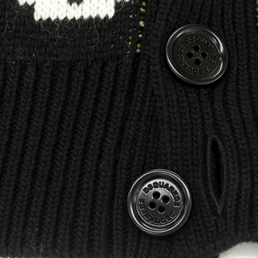 【新品】ディースクエアード DSQUARED2 ウールモヘヤナイロンコットン カーディガン ブラックxブルー【 L 】【 状態ランクN 】【 メンズ 】