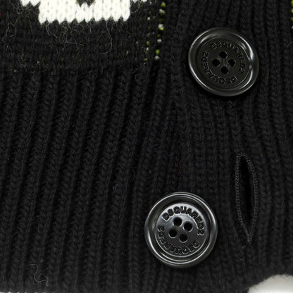 【新品】ディースクエアード DSQUARED2 ウールモヘヤナイロンコットン カーディガン ブラックxブルー【 L 】【 状態ランクN 】【 メンズ 】