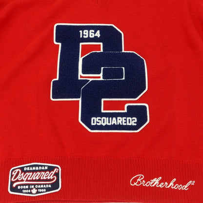 【新品】ディースクエアード DSQUARED2 ウール Vネック プルオーバーニット レッド【 M 】【 状態ランクN 】【 メンズ 】