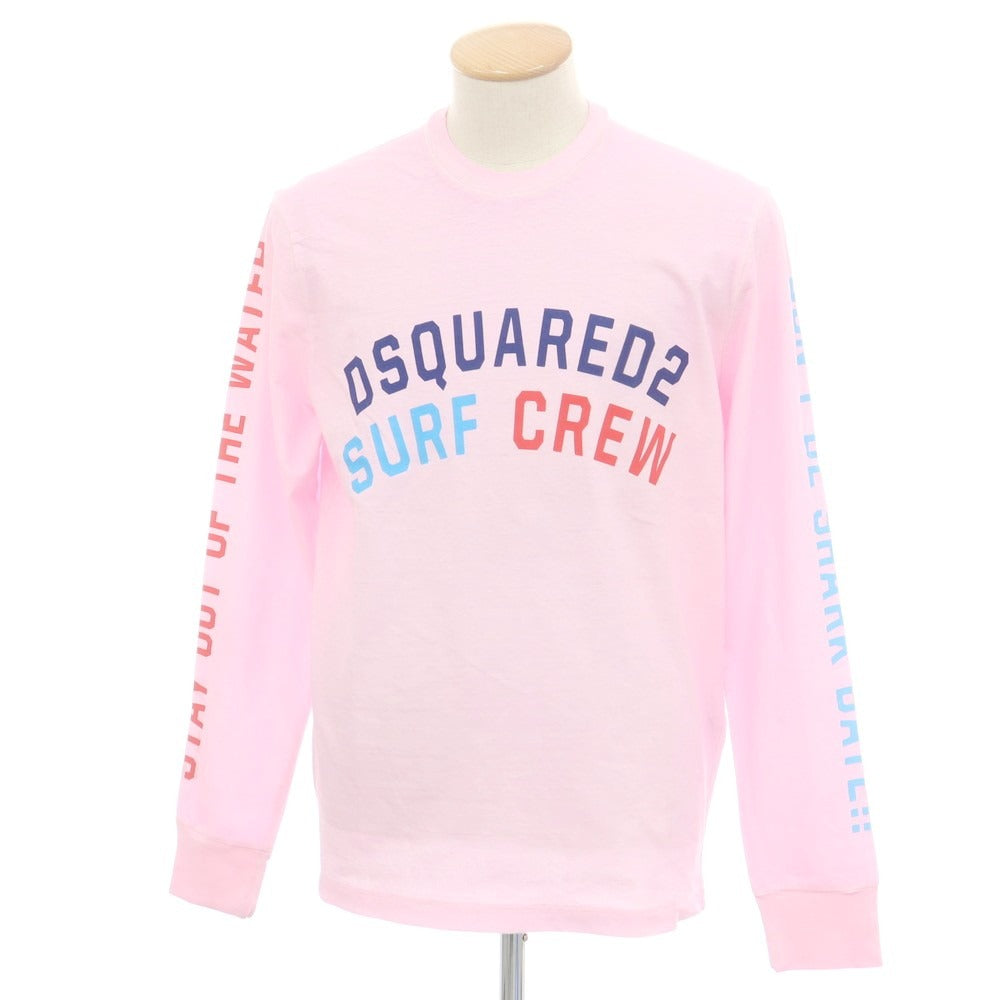 【新品】ディースクエアード DSQUARED2 コットン クルーネック 長袖Ｔシャツ ピンク【 S 】【 状態ランクN 】【 メンズ 】
