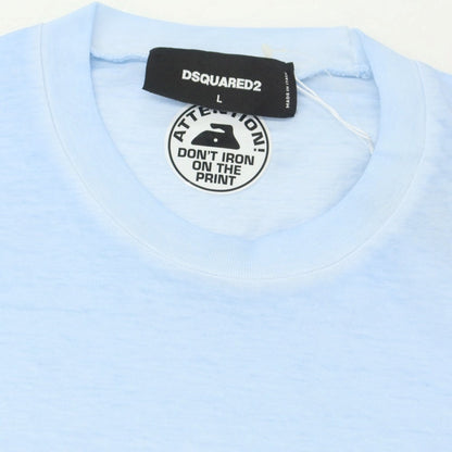【新品】ディースクエアード DSQUARED2 コットン クルーネック 長袖Ｔシャツ ライトブルー【 L 】【 状態ランクN 】【 メンズ 】