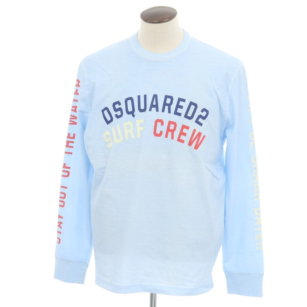 【中古】ディースクエアード DSQUARED2 コットン クルーネック 長袖Ｔシャツ ライトブルー【 XL 】【 状態ランクD 】【 メンズ 】