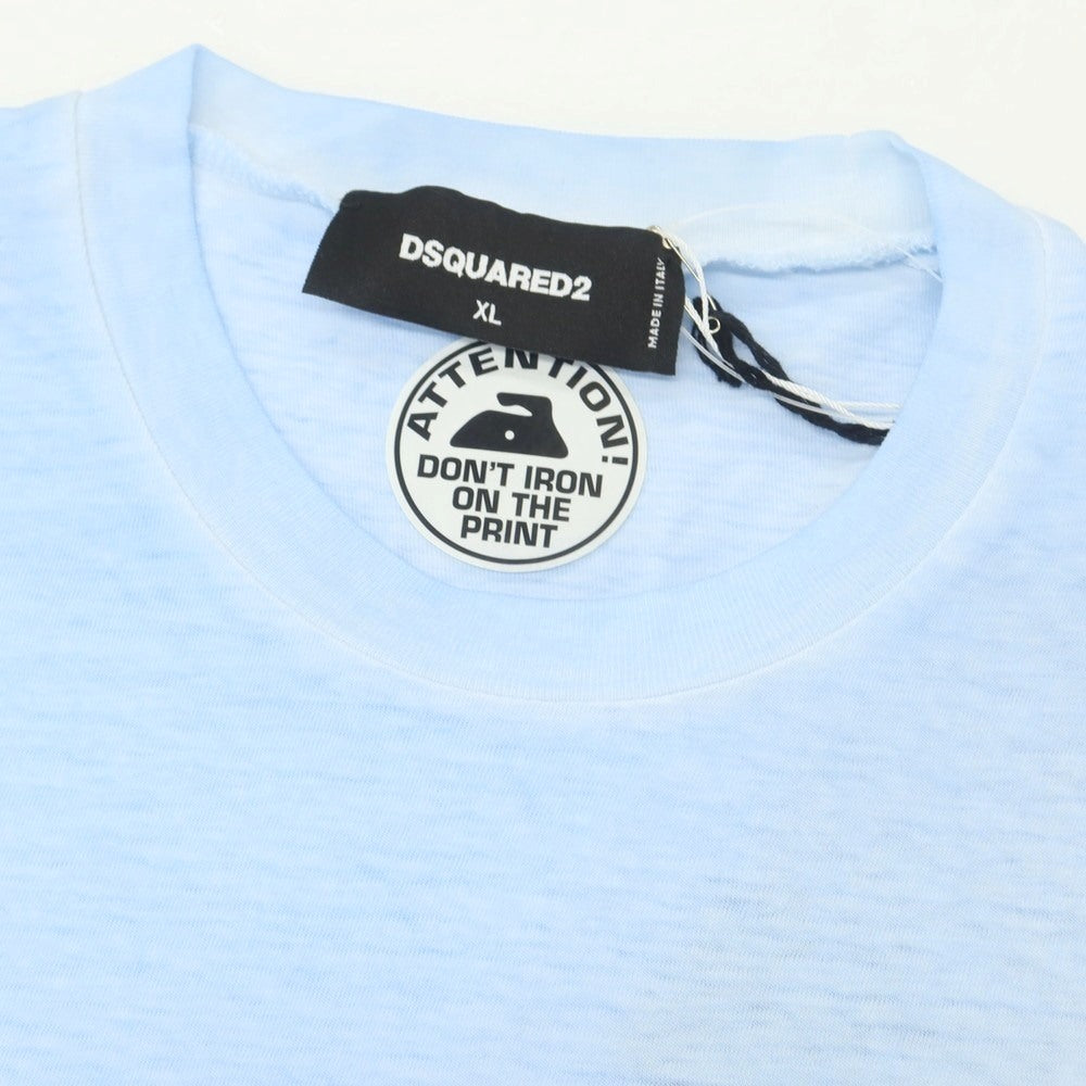 【中古】ディースクエアード DSQUARED2 コットン クルーネック 長袖Ｔシャツ ライトブルー【サイズXL】【 状態ランクD 】【 メンズ 】 [CPD]