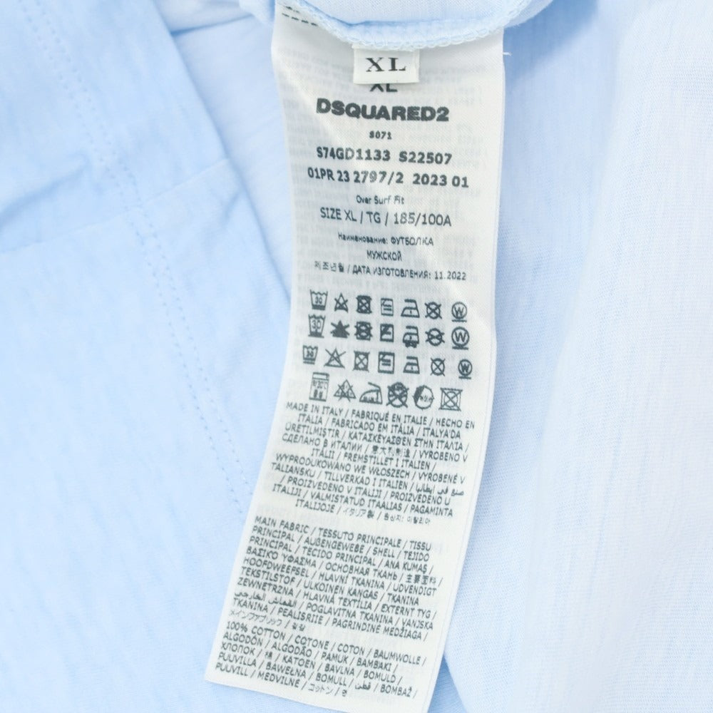 【中古】ディースクエアード DSQUARED2 コットン クルーネック 長袖Ｔシャツ ライトブルー【サイズXL】【 状態ランクD 】【 メンズ 】 [CPD]