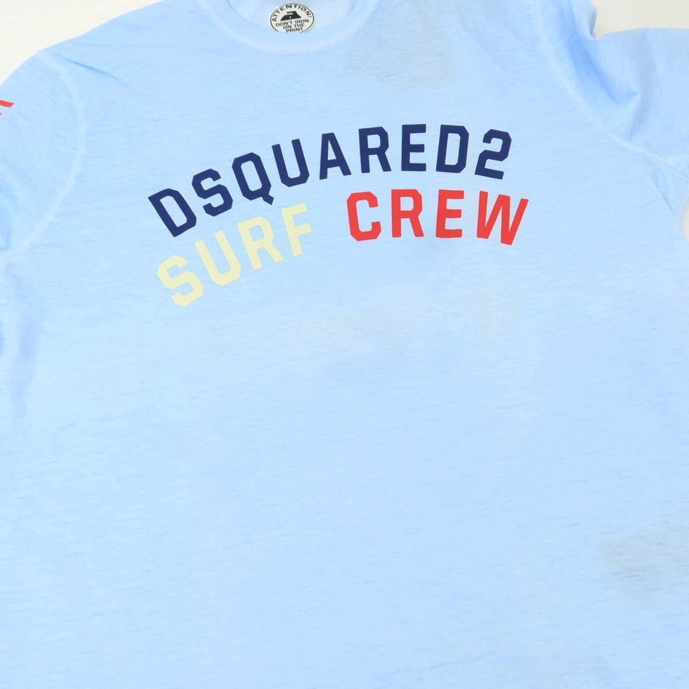 【中古】ディースクエアード DSQUARED2 コットン クルーネック 長袖Ｔシャツ ライトブルー【サイズXL】【 状態ランクD 】【 メンズ 】 [CPD]