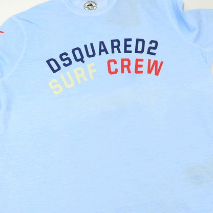 【中古】ディースクエアード DSQUARED2 コットン クルーネック 長袖Ｔシャツ ライトブルー【 XL 】【 状態ランクD 】【 メンズ 】