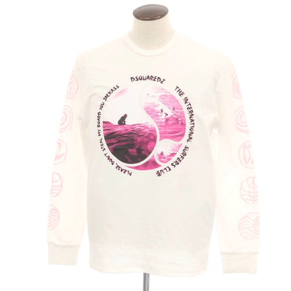 【新品アウトレット】ディースクエアード DSQUARED2 コットン クルーネック 長袖Ｔシャツ ホワイト【 L 】【 状態ランクN- 】【 メンズ 】