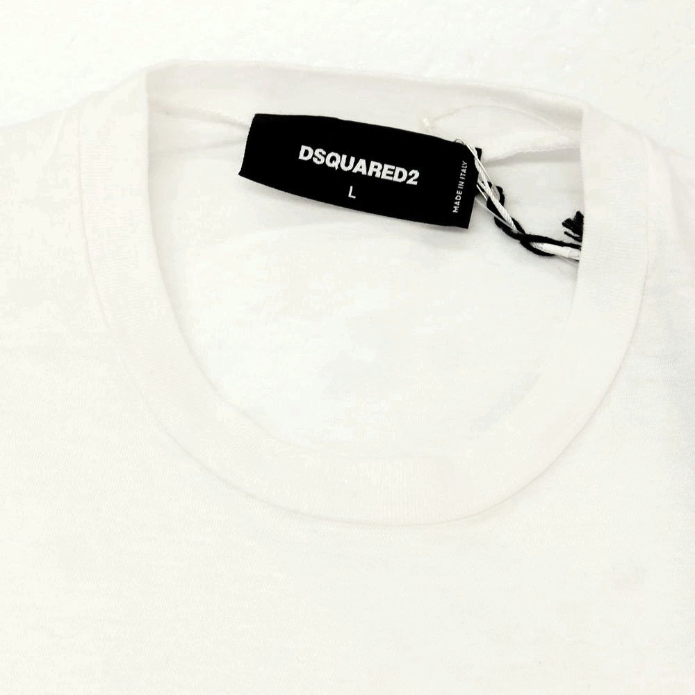 【新品アウトレット】ディースクエアード DSQUARED2 コットン クルーネック 長袖Ｔシャツ ホワイト【サイズL】【 状態ランクN- 】【 メンズ 】 [CPD]