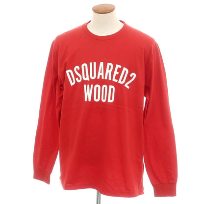 【新品】ディースクエアード DSQUARED2 コットン クルーネック 長袖Ｔシャツ レッド【 M 】【 状態ランクN 】【 メンズ 】