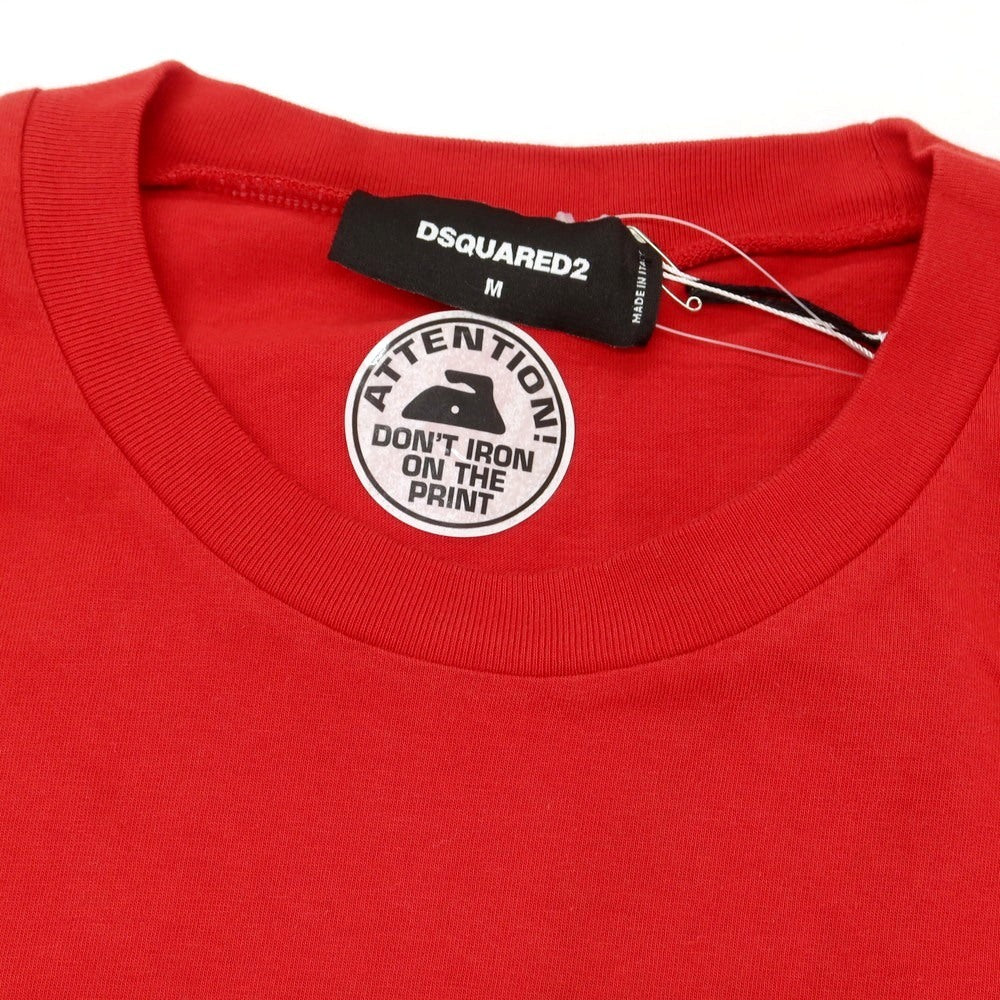 【新品】ディースクエアード DSQUARED2 コットン クルーネック 長袖Ｔシャツ レッド【 M 】【 状態ランクN 】【 メンズ 】