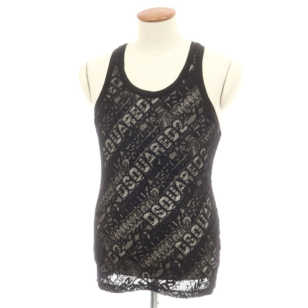 【新品】ディースクエアード DSQUARED2 ストレッチ コットンナイロン ジャカード レース タンクトップ ブラック【サイズＭ】【 状態ランクN 】【 メンズ 】[CPD]