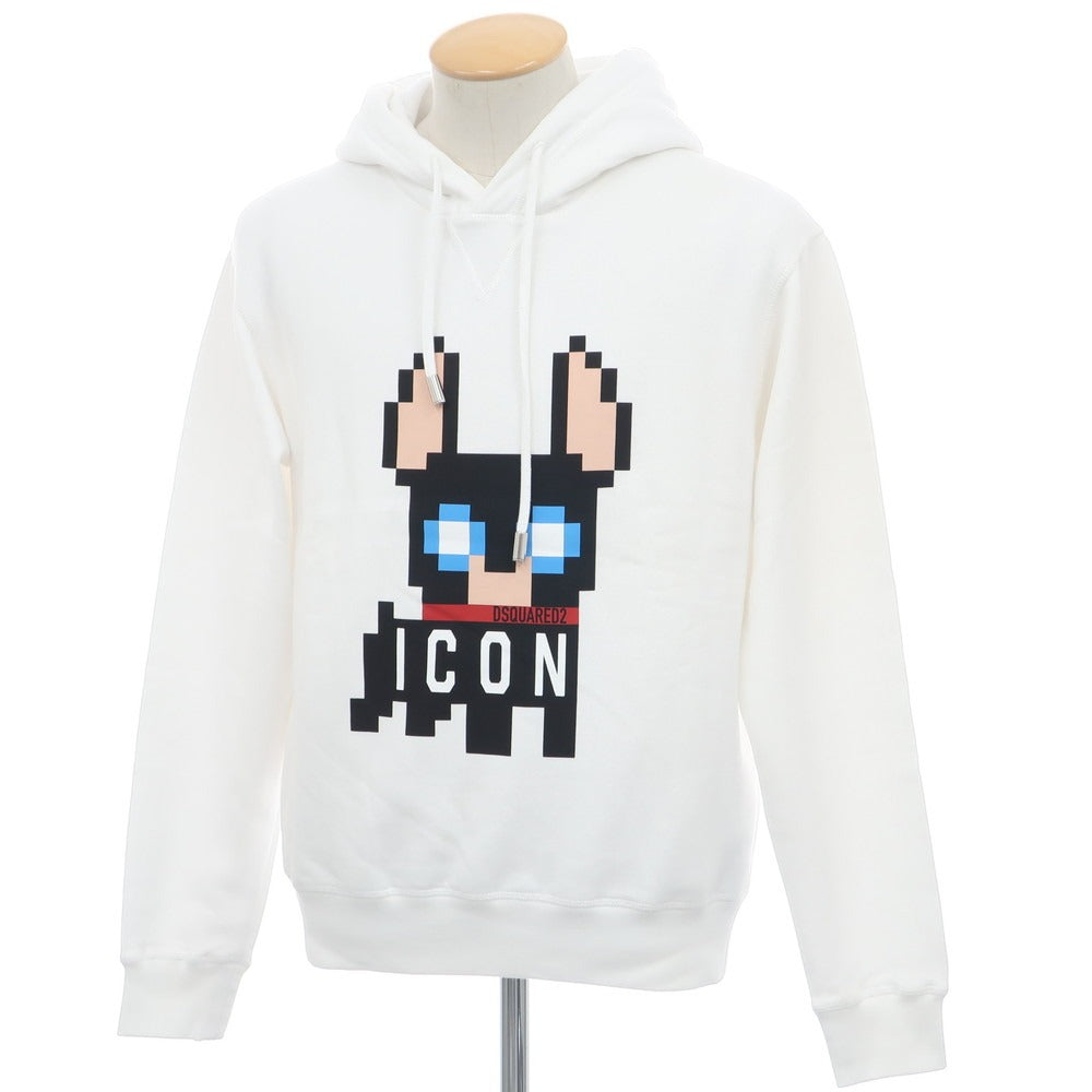 【中古】ディースクエアード DSQUARED2 コットン スウェット プルオーバー パーカー ホワイト【サイズXS】【 状態ランクB 】【 メンズ 】 [EPD]