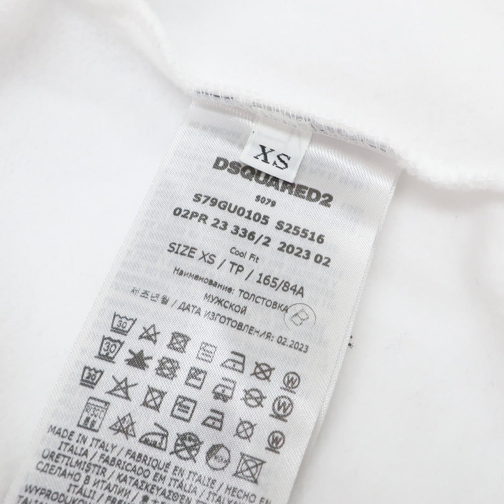 【中古】ディースクエアード DSQUARED2 コットン スウェット プルオーバー パーカー ホワイト【サイズXS】【 状態ランクB 】【 メンズ 】 [EPD]