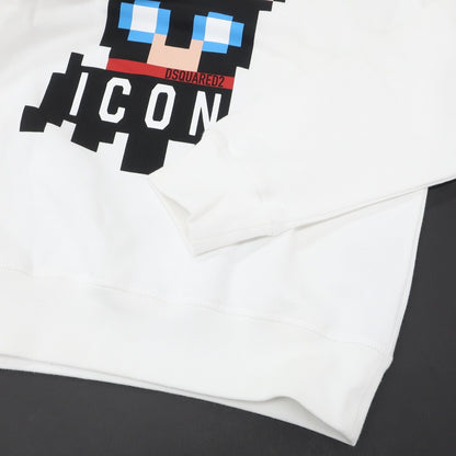 【新品アウトレット】ディースクエアード DSQUARED2 コットン スウェット プルオーバー パーカー ホワイト【 XL 】【 状態ランクN- 】【 メンズ 】
