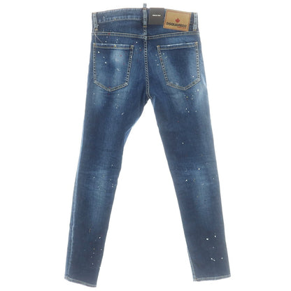 【新品】ディースクエアード DSQUARED2 REGULAR JEAN ペイント加工 ストレッチ コットン ジーンズ デニムパンツ ネイビー【 42 】【 状態ランクN 】【 メンズ 】