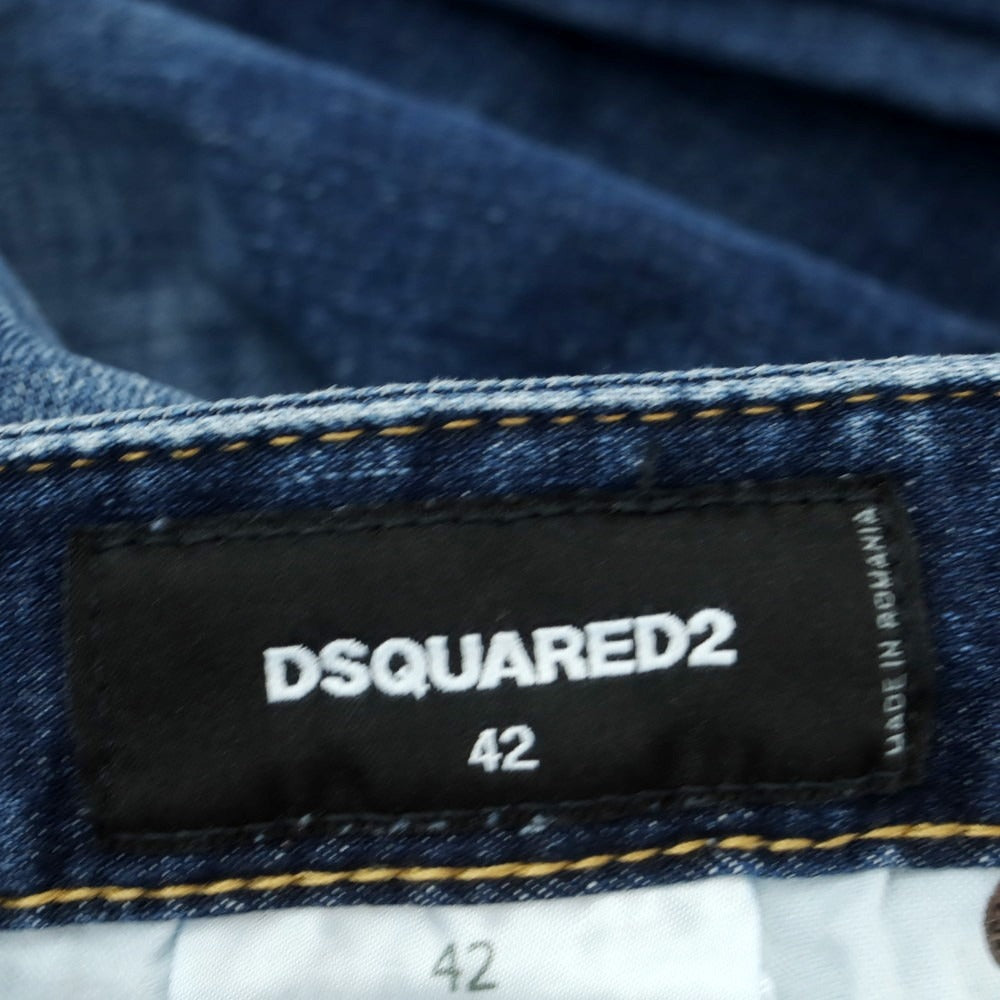 【新品】ディースクエアード DSQUARED2 REGULAR JEAN ペイント加工 ストレッチ コットン ジーンズ デニムパンツ ネイビー【 サイズ42 】【 状態ランクN 】【 メンズ 】 [BPD]