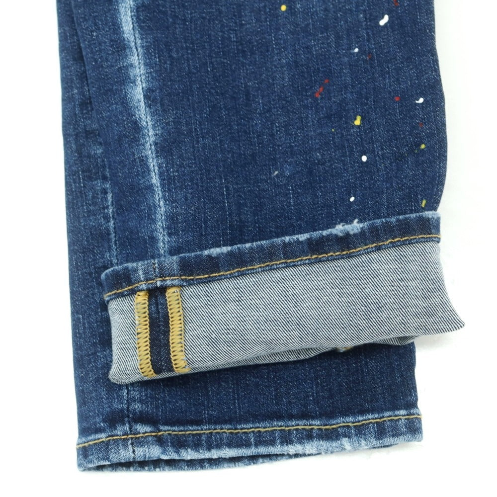 【新品】ディースクエアード DSQUARED2 REGULAR JEAN ペイント加工 ストレッチ コットン ジーンズ デニムパンツ ネイビー【 42 】【 状態ランクN 】【 メンズ 】