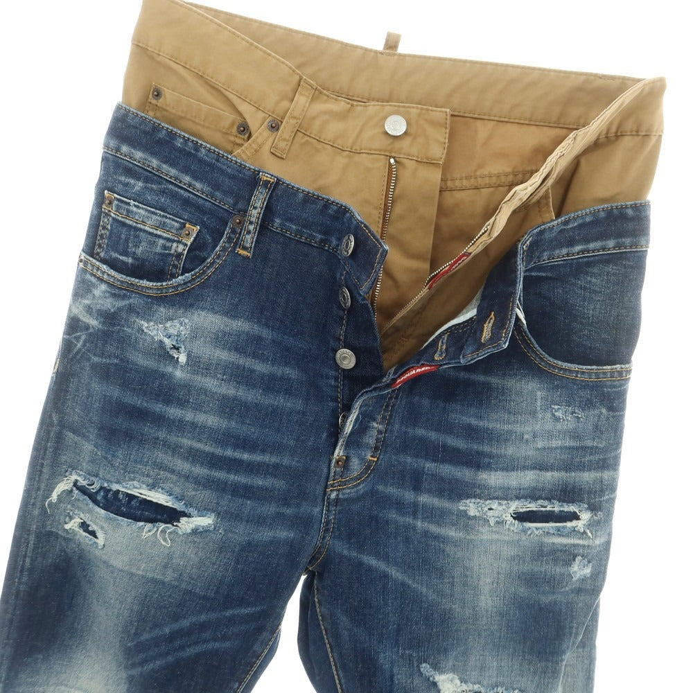 【新品】ディースクエアード DSQUARED2 642 Twin Pack Jean ストレッチ コットンポリエステル ジーンズ デニムパンツ ネイビーxベージュ【サイズ46】【 状態ランクN 】【 メンズ 】 [CPD]