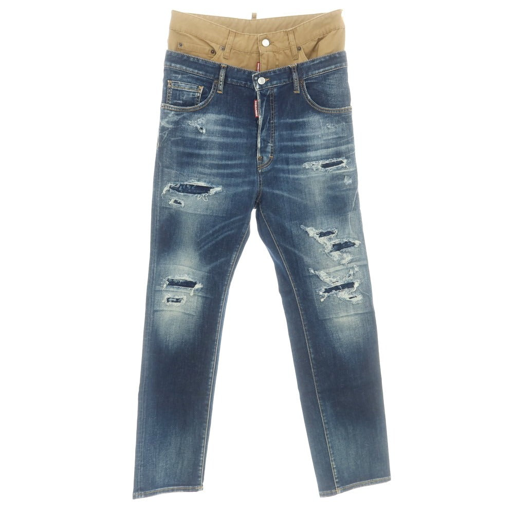 【新品】ディースクエアード DSQUARED2 642 Twin Pack Jean ストレッチ コットンポリエステル ジーンズ デニムパンツ ネイビーxベージュ【 48 】【 状態ランクN 】【 メンズ 】