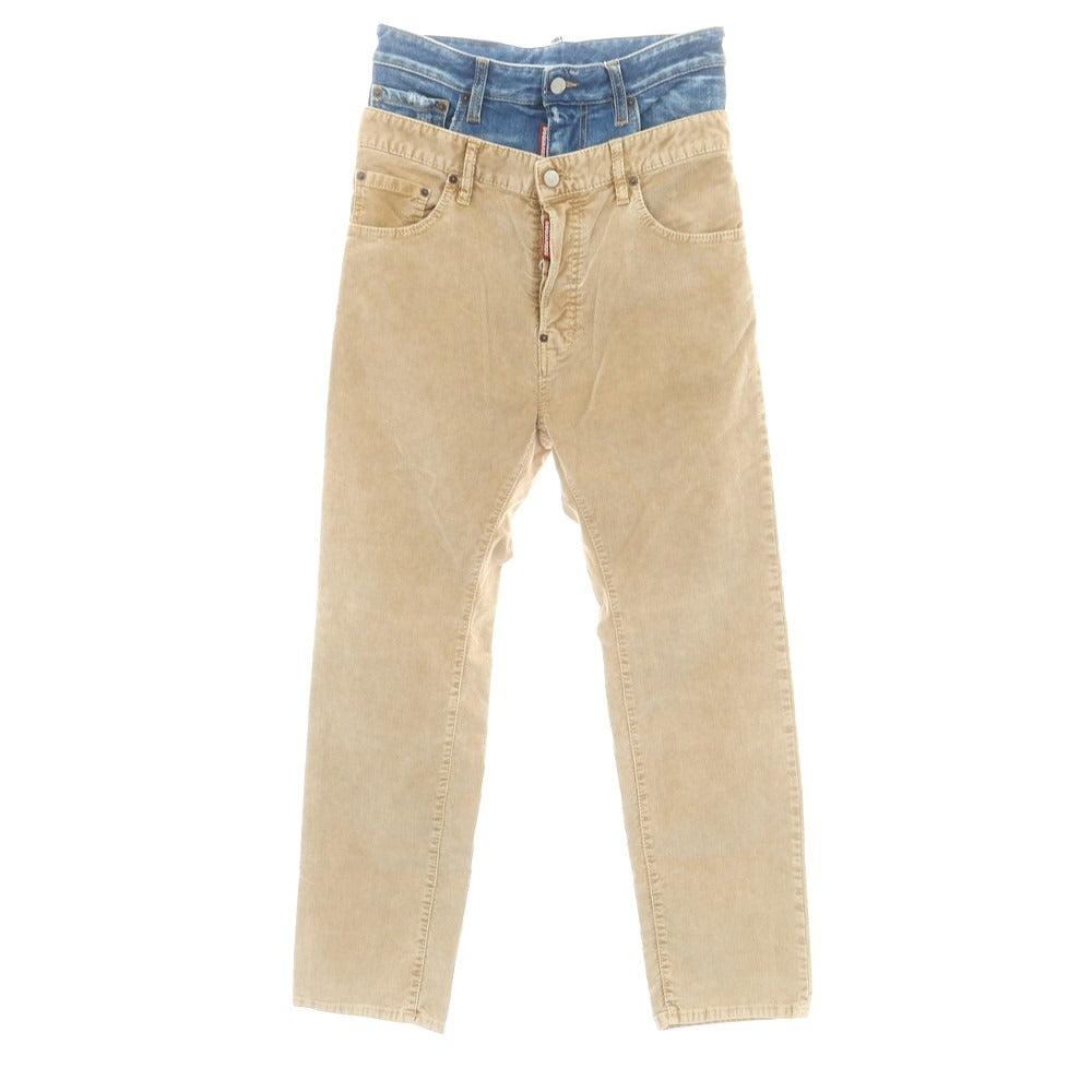 【新品】ディースクエアード DSQUARED2 642 Twin Pack Jean ストレッチ コットン コーデュロイパンツ ベージュxブルー【サイズ42】【 状態ランクN 】【 メンズ 】 [DPD]