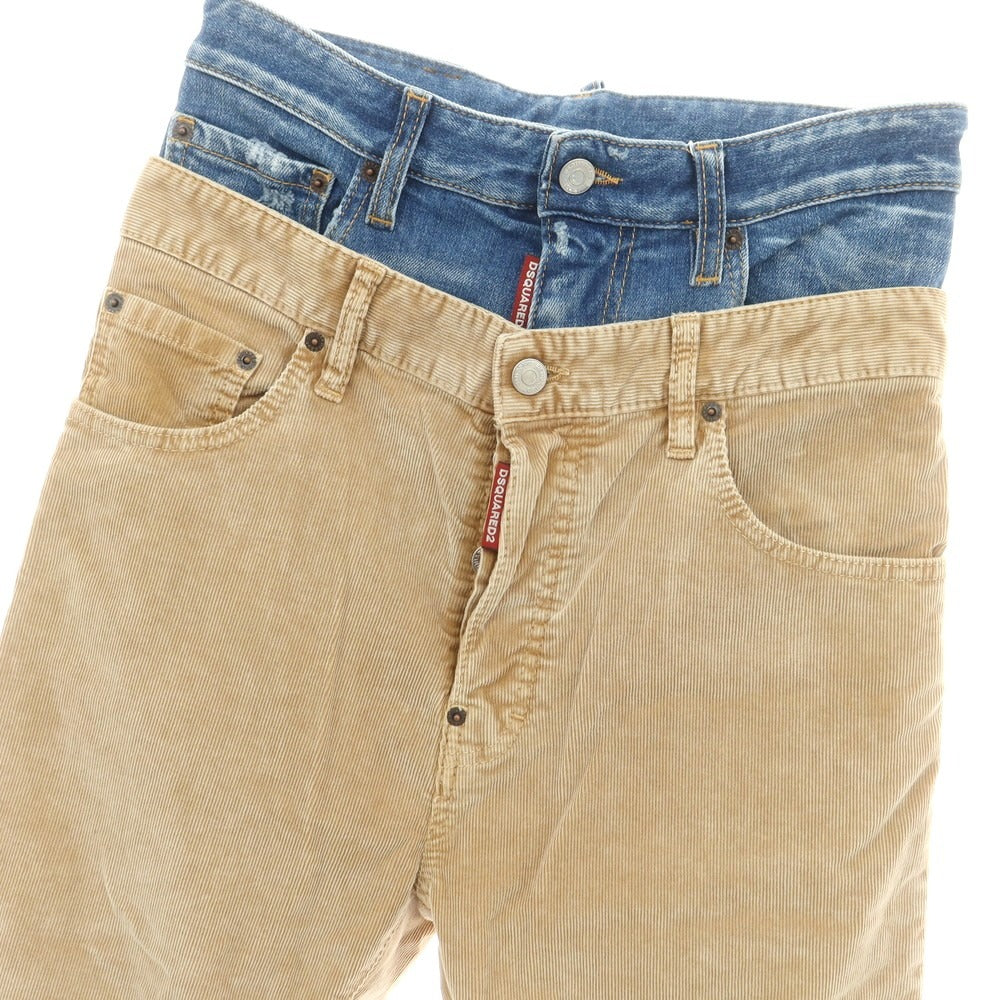 【新品】ディースクエアード DSQUARED2 642 Twin Pack Jean ストレッチ コットン コーデュロイパンツ ベージュxブルー【サイズ44】【 状態ランクN 】【 メンズ 】 [DPD]