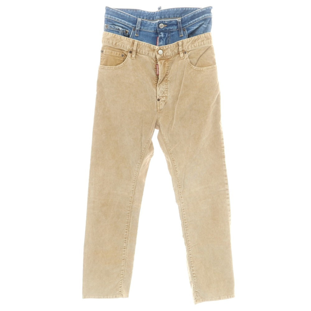 【新品】ディースクエアード DSQUARED2 642 Twin Pack Jean ストレッチ コットン コーデュロイパンツ ベージュxブルー【 46 】【 状態ランクN 】【 メンズ 】