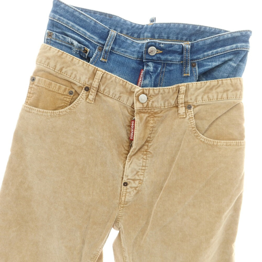 【新品】ディースクエアード DSQUARED2 642 Twin Pack Jean ストレッチ コットン コーデュロイパンツ ベージュxブルー【 46 】【 状態ランクN 】【 メンズ 】