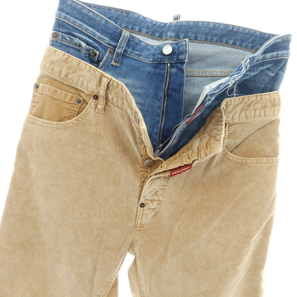 【新品】ディースクエアード DSQUARED2 642 Twin Pack Jean ストレッチ コットン コーデュロイパンツ ベージュxブルー【 46 】【 状態ランクN 】【 メンズ 】