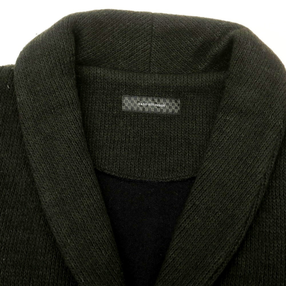 【中古】ナノユニバース nano universe アクリルナイロンウール ショールカラー カーディガン ブラックオリーブ【 L 】【 状態ランクC 】【 メンズ 】