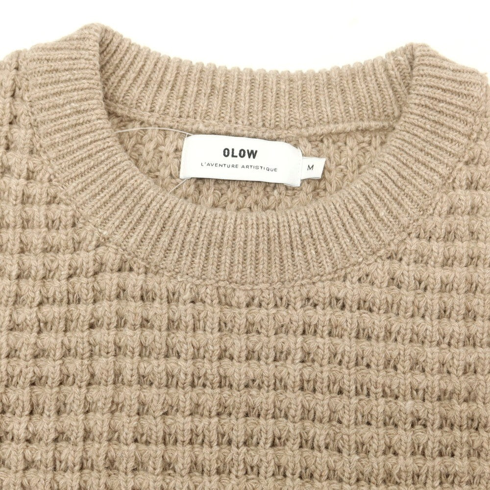 【中古】オロウ OLOW ウールナイロン クルーネック プルオーバーニット ベージュ【 M 】【 状態ランクB 】【 メンズ 】