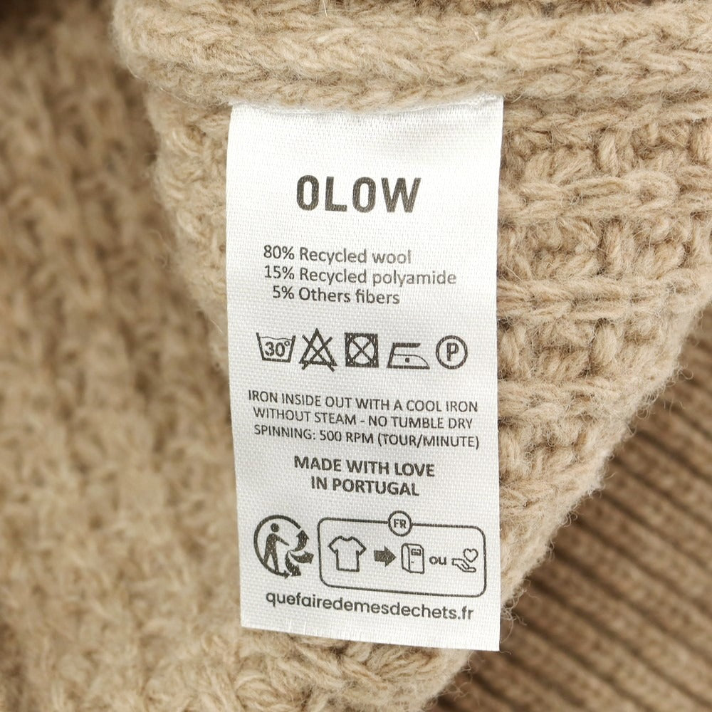 【中古】オロウ OLOW ウールナイロン クルーネック プルオーバーニット ベージュ【 M 】【 状態ランクB 】【 メンズ 】