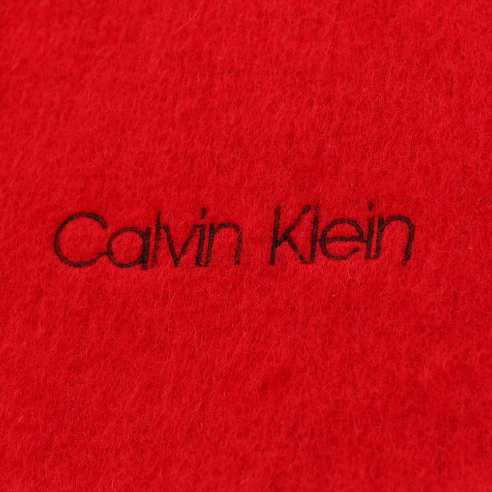 【中古】カルバンクライン Calvin Klein ウール マフラー レッドxブラック【 状態ランクB 】【 メンズ 】