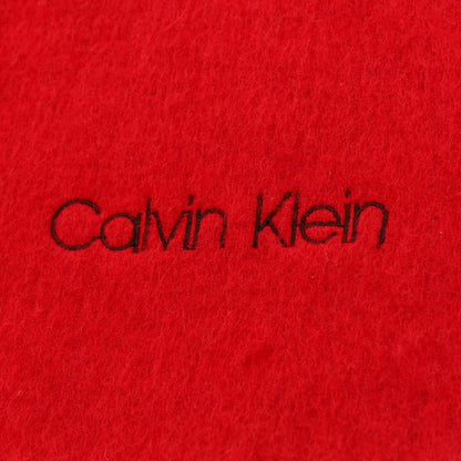 【中古】カルバンクライン Calvin Klein ウール マフラー レッドxブラック【 状態ランクB 】【 メンズ 】